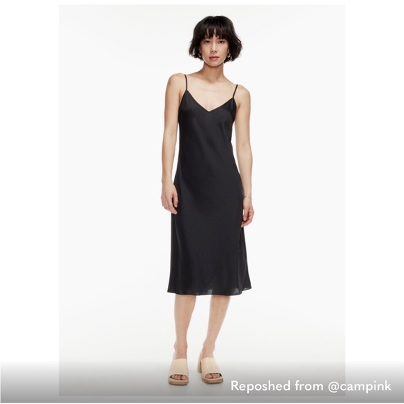 WILFRED / ARITZIA BLACK SLIP DRESS - Picture 1 of 5